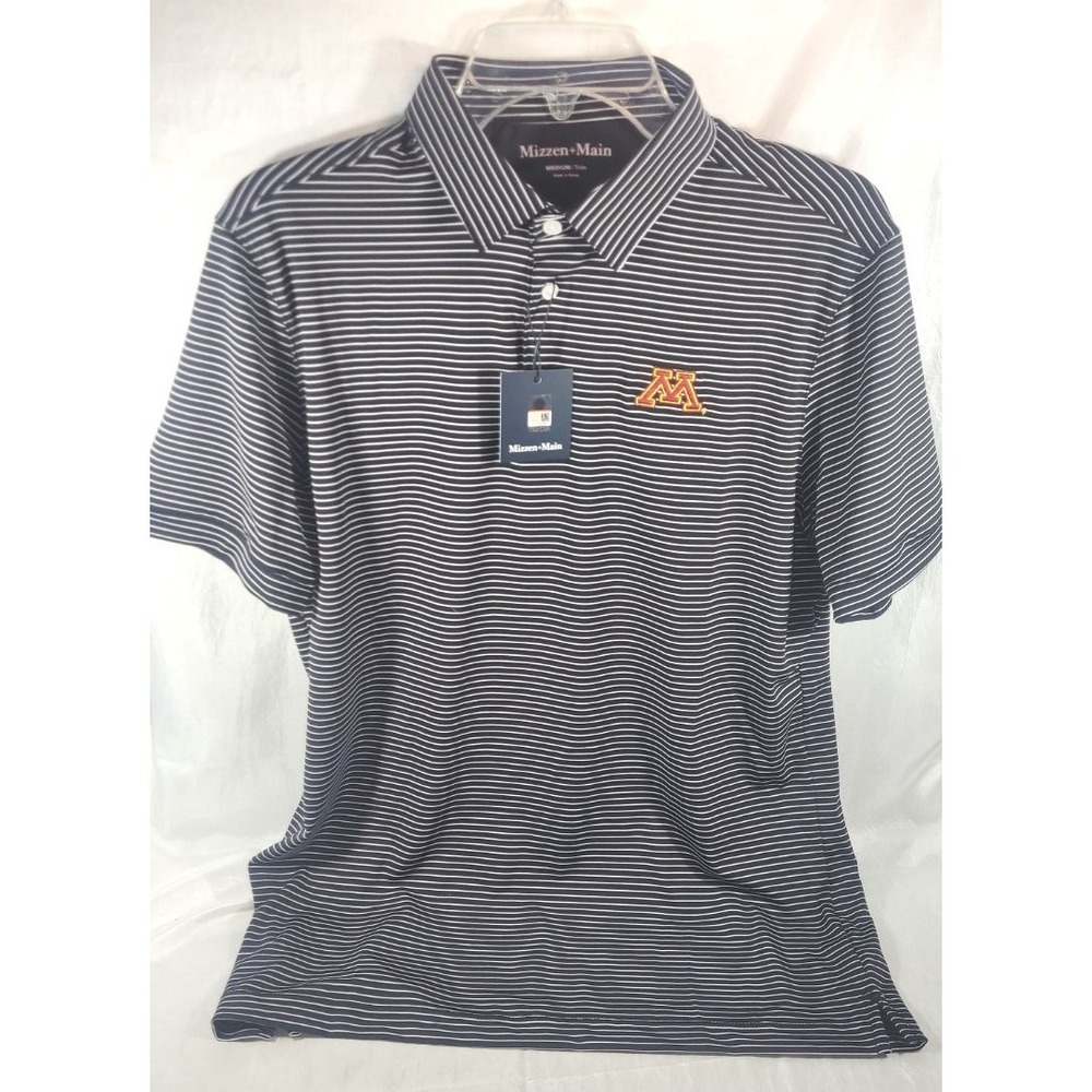 Mizzen & Main Men's Versa Polo University of Minnesota - Black Stripe - XL